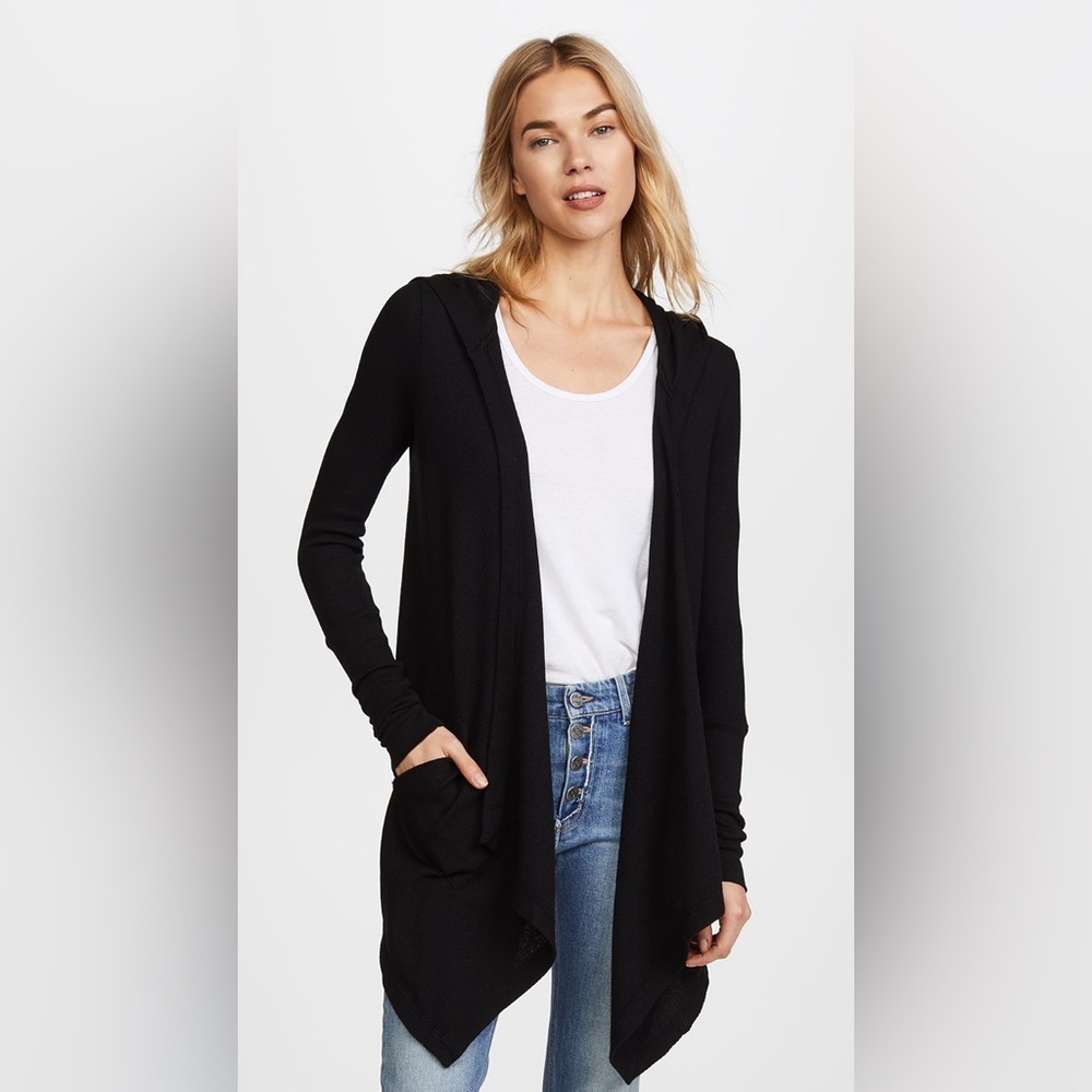 Splendid Black Thermal Cardigan with Hood